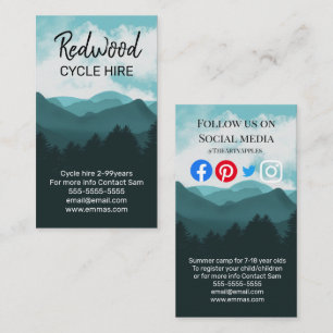 summer camp camp site forest cycle hire mountains business card