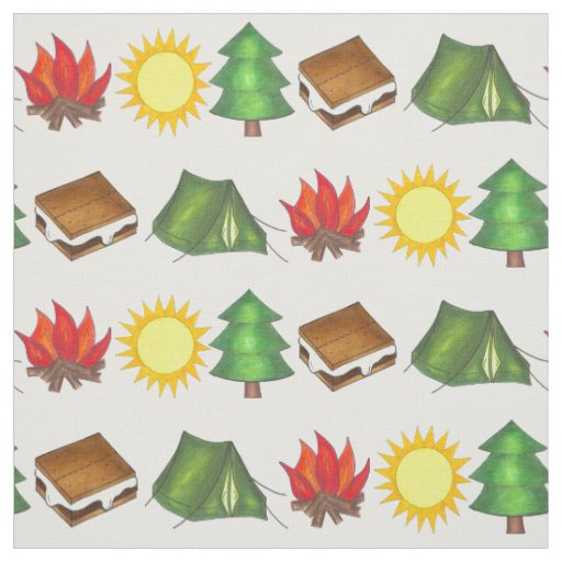 Summer Camp Campground Camping Outdoors Campfire Fabric