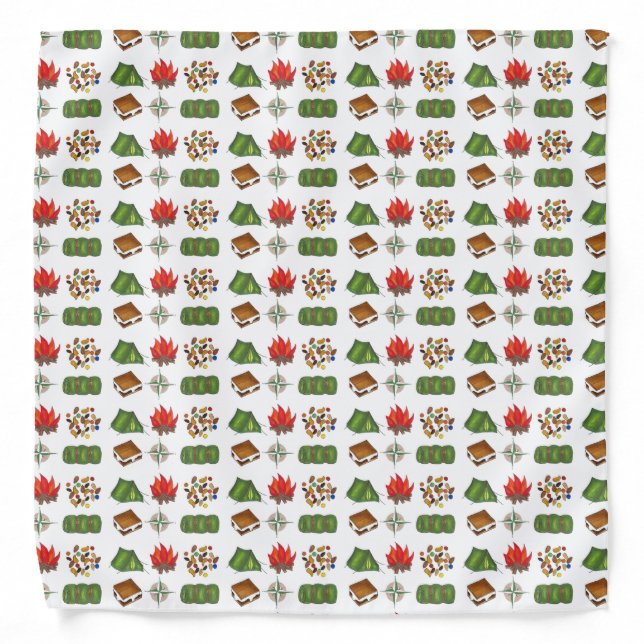 Summer Camp Camping Compass Tent Fire Trail Mix Bandana (Front)