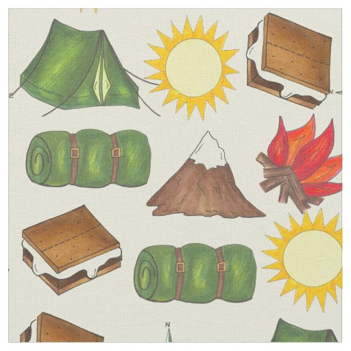 Summer Camp Camping Hiking Outdoors Sun Campfire Fabric