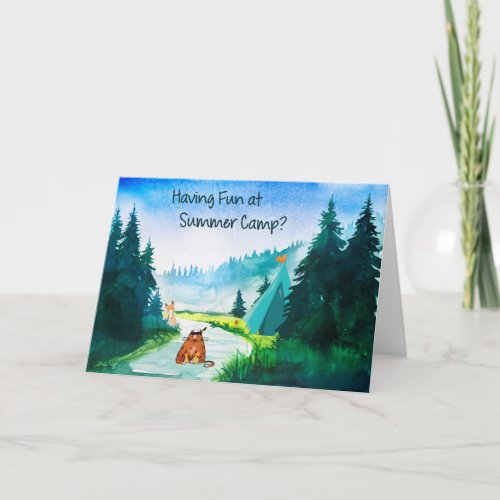 Summer Camp Card for Boy or Girl with Cat