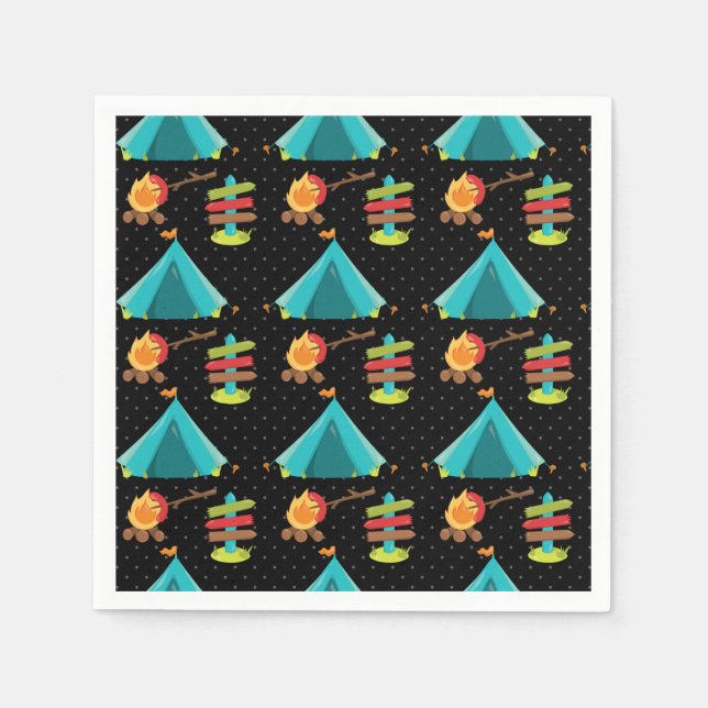 Summer Camp - choose your background color Napkins (Front)