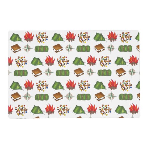 Summer Camp Compass Campfire Smores Tent Trailmix Placemat