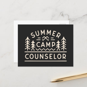 Summer camp counselor forest camping staff postcard
