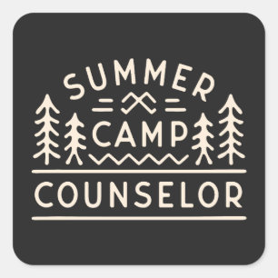 Summer camp counselor staff forest aesthetic square sticker