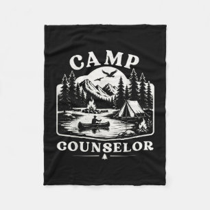Summer camp counselor staff groovy rainbow camp fleece blanket