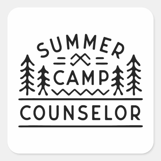 Summer camp counselor staff square sticker (Front)