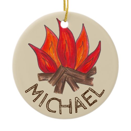 Summer Camp Counselor Tent Campfire Outdoors Ceramic Ornament