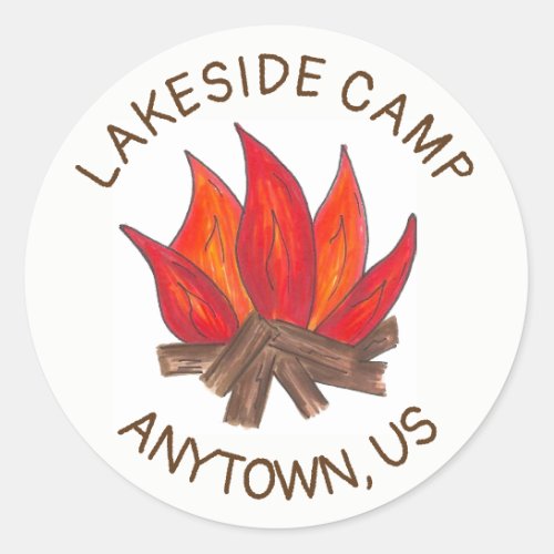 Summer Camp Fire Customized Campfire Flames Classic Round Sticker