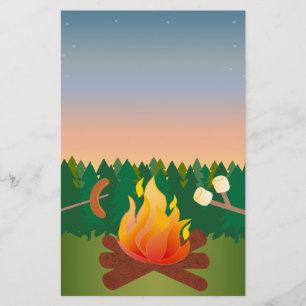 Summer Camp Fire Hot Dogs and S'mores Flyer