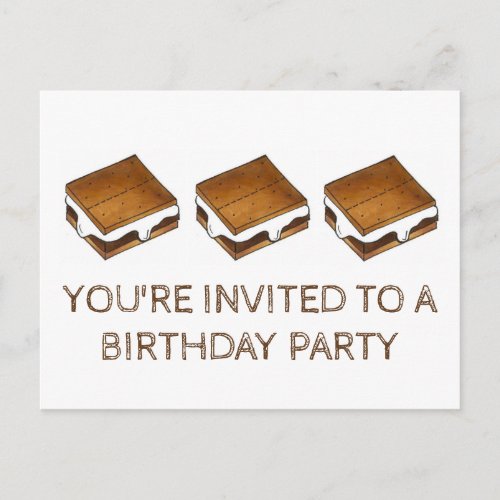 Summer Camp Fire Smores Birthday Party Invitation