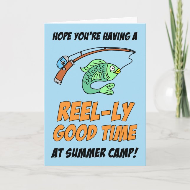 Summer Camp Fishing Cute Fish Blank Card (Front)