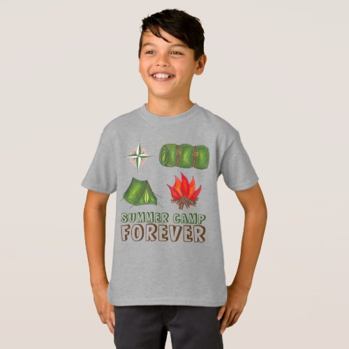 Summer Camp Forever Compass Sleeping Bag Tent Fire T_Shirt