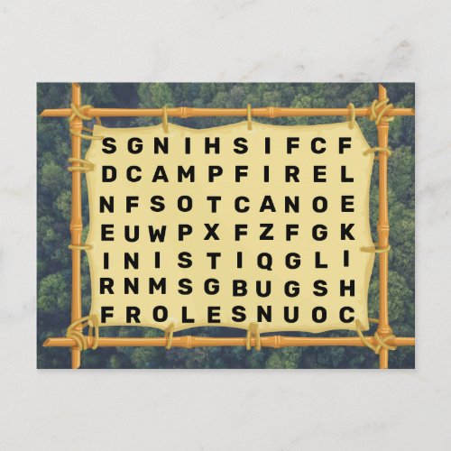 Summer Camp Nature Wordsearch Play Outside Game Postcard
