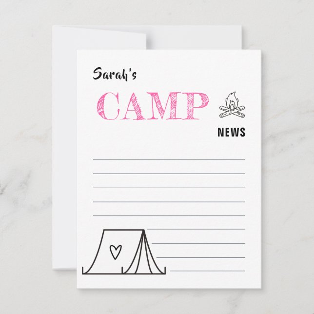 Summer camp news from kids fun modern minimalist note card (Front)