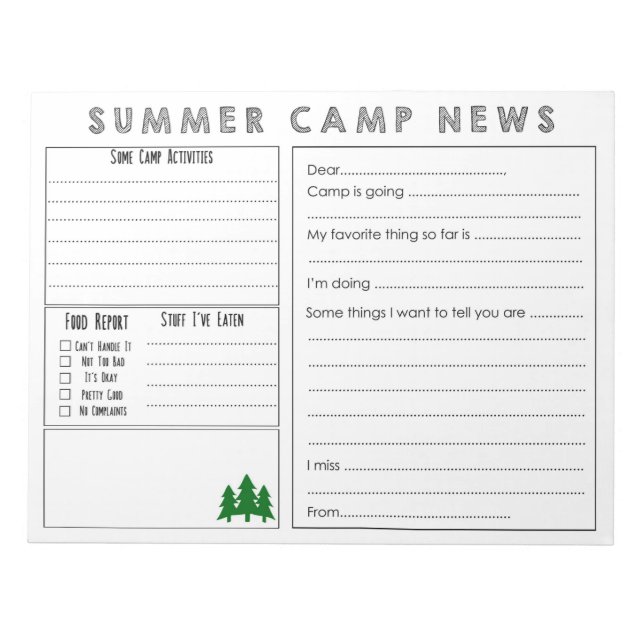Summer Camp News Notepad (Front)