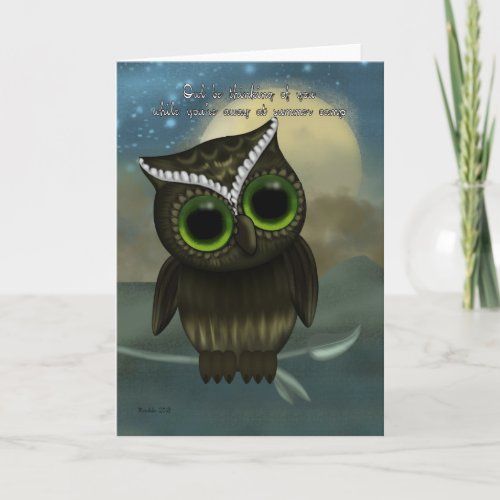 Summer Camp Owl Be Thinking Of You Cute Owl Card