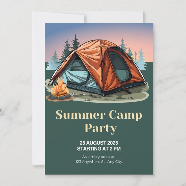 Summer Camp Party Invitation – Outdoor Adventure  (Front)