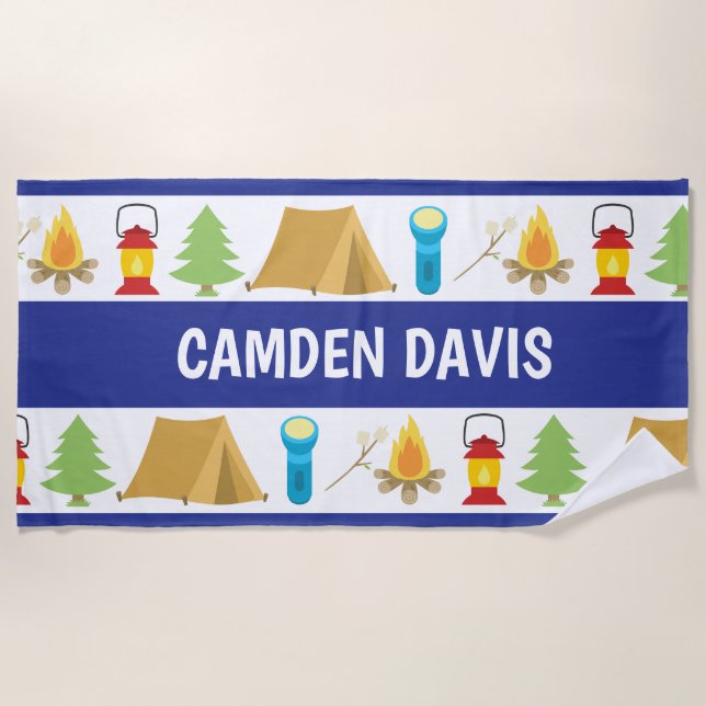 Summer Camp Personalized Beach Towel (Front)