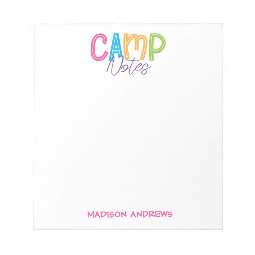 Summer Camp Personalized Notepad