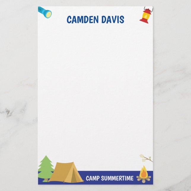 Summer Camp Personalized Stationery (Front)