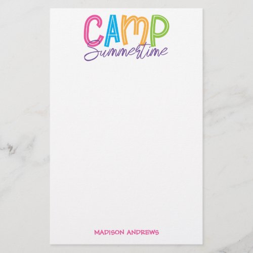Summer Camp Personalized Stationery