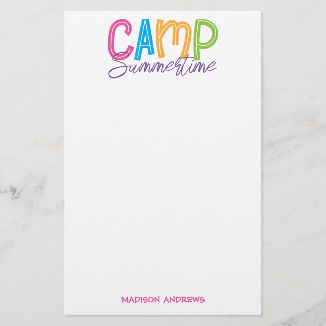 Summer Camp Personalized Stationery (Front)