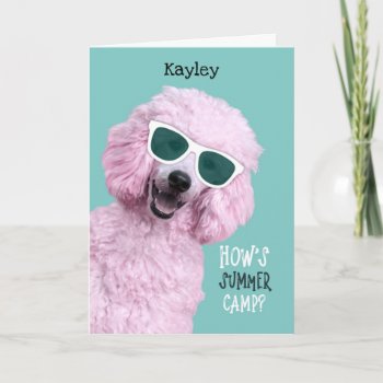 Summer Camp Pink Poodle Hello From Home Card by PamJArts at Zazzle