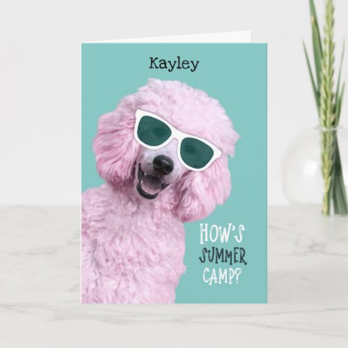 Summer Camp Pink Poodle Hello from Home Card