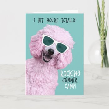 Summer Camp Pink Poodle Rocking It Card by PamJArts at Zazzle