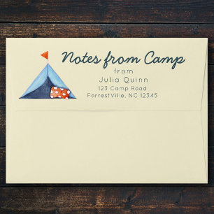 Summer Camp Preprinted Return Address Cute Tent  Envelope