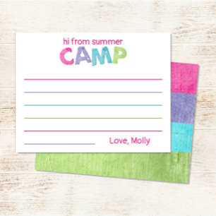 Summer Camp Rustic Colorful Pink Purple Wood Note Card