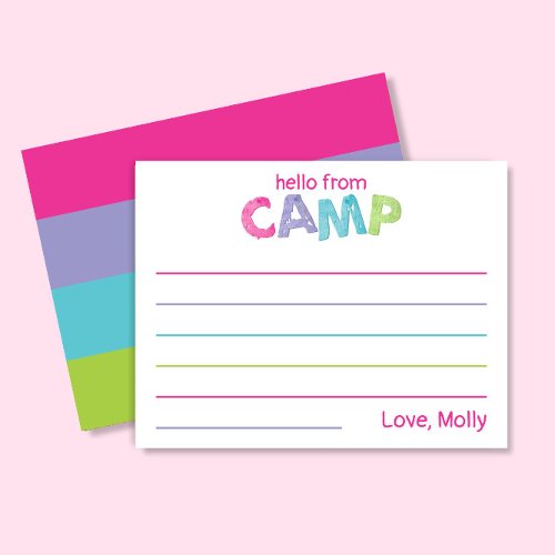 Summer Camp Stationery Rustic Wood Pink Girly Note Card