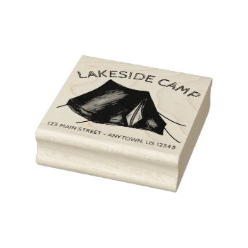 Summer Camp Tent Campground Outdoors Address Rubber Stamp by rebeccaheartsny at Zazzle
