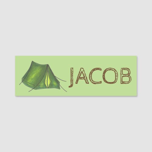 Summer Camp Tent Sleepover Camping Equipment Name Tag