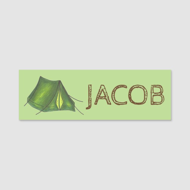 Summer Camp Tent Sleepover Camping Equipment Name Tag (Front)