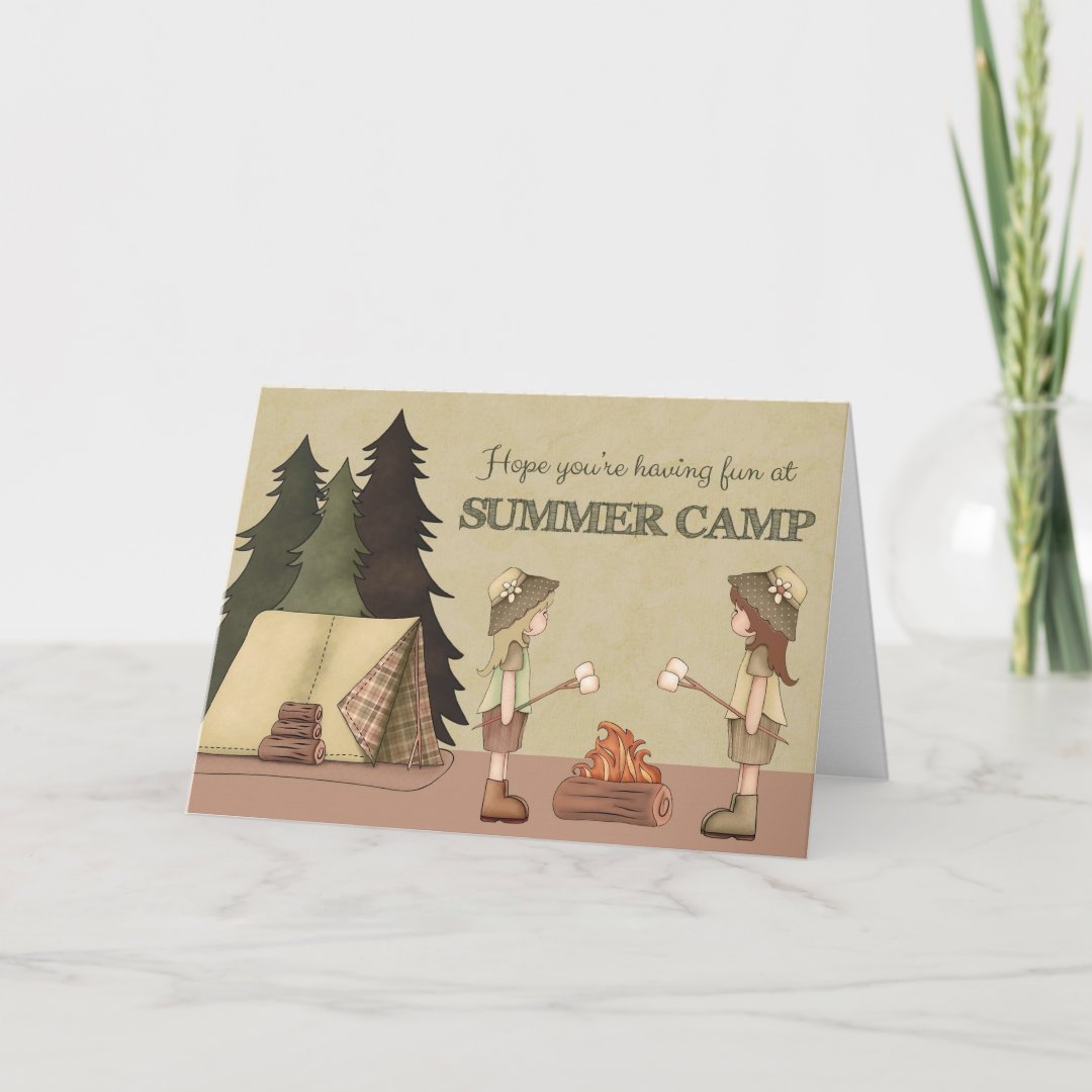 Summer Camp Thinking of You, girl campers Card | Zazzle