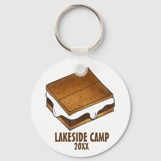Summer Camp Toasted Campfire Marshmallow S'mores Keychain (Front)