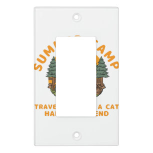 Summer camp traveling with a cat light switch cover