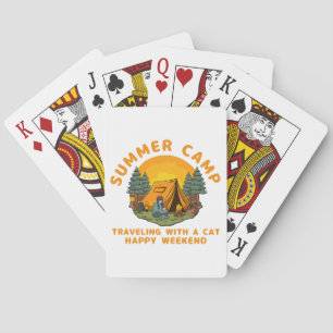 Summer camp traveling with a cat poker cards