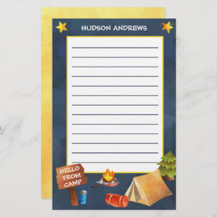 Summer Camp Watercolor Personalized Stationery