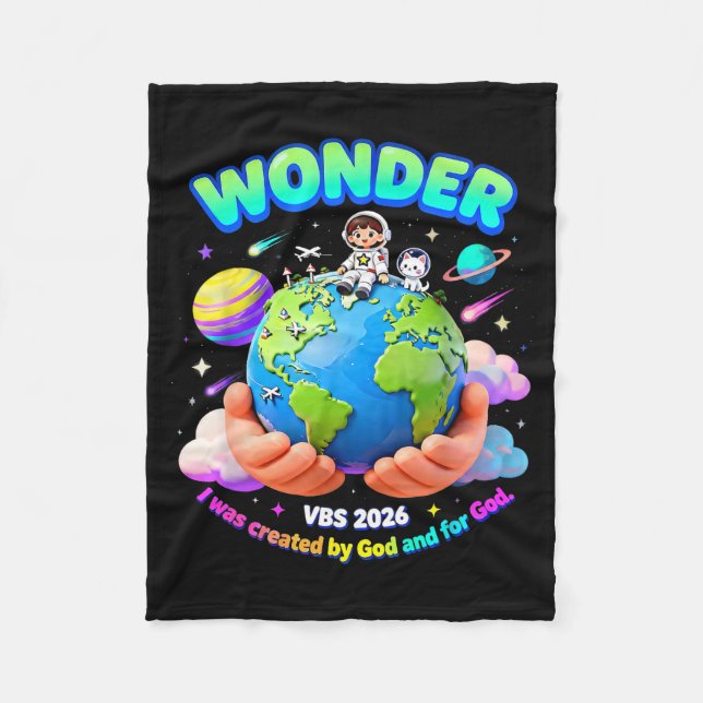 Summer Camp Workshop of Wonders VBS 2026 Crew Fleece Blanket (Front)