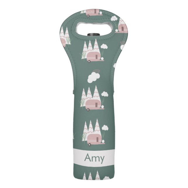 Summer Camping Pattern Your Name Wine Bag (Front)
