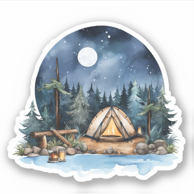 Summer Camping Vinyl Sticker (Front)