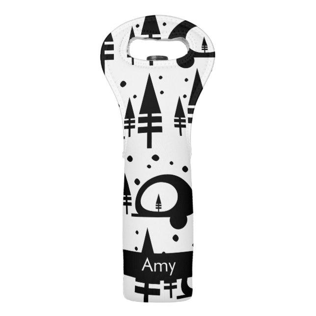 Summer Camping Winter Pattern Your Name Wine Bag (Front)