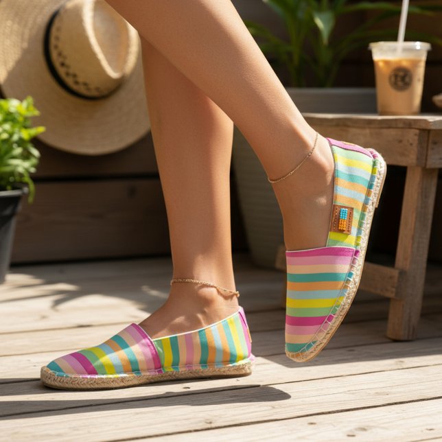Summer Candy Stripes Modern Pattern Espadrilles (Creator Uploaded)