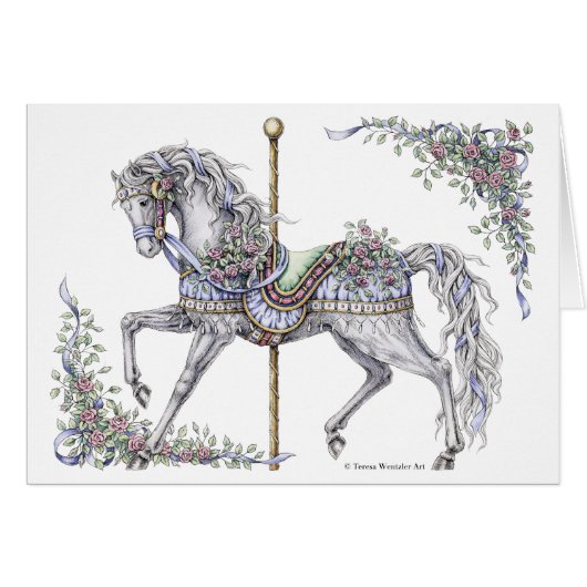 Summer Carousel Horse Card (Front Horizontal)