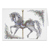 Summer Carousel Horse Pen and Ink Drawing Card (Front Horizontal)