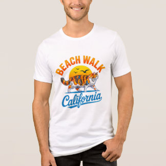 Summer Cat Beach Walk - Cute Sunset Cat Tri-Blend Shirt