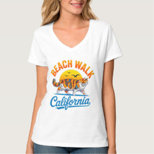 Summer Cat Beach Walk - Women's Calico Gift T-Shirt